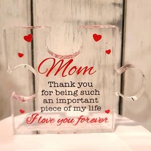 Mom Mother Puzzle Piece Inspirational Acrylic Sign NWT